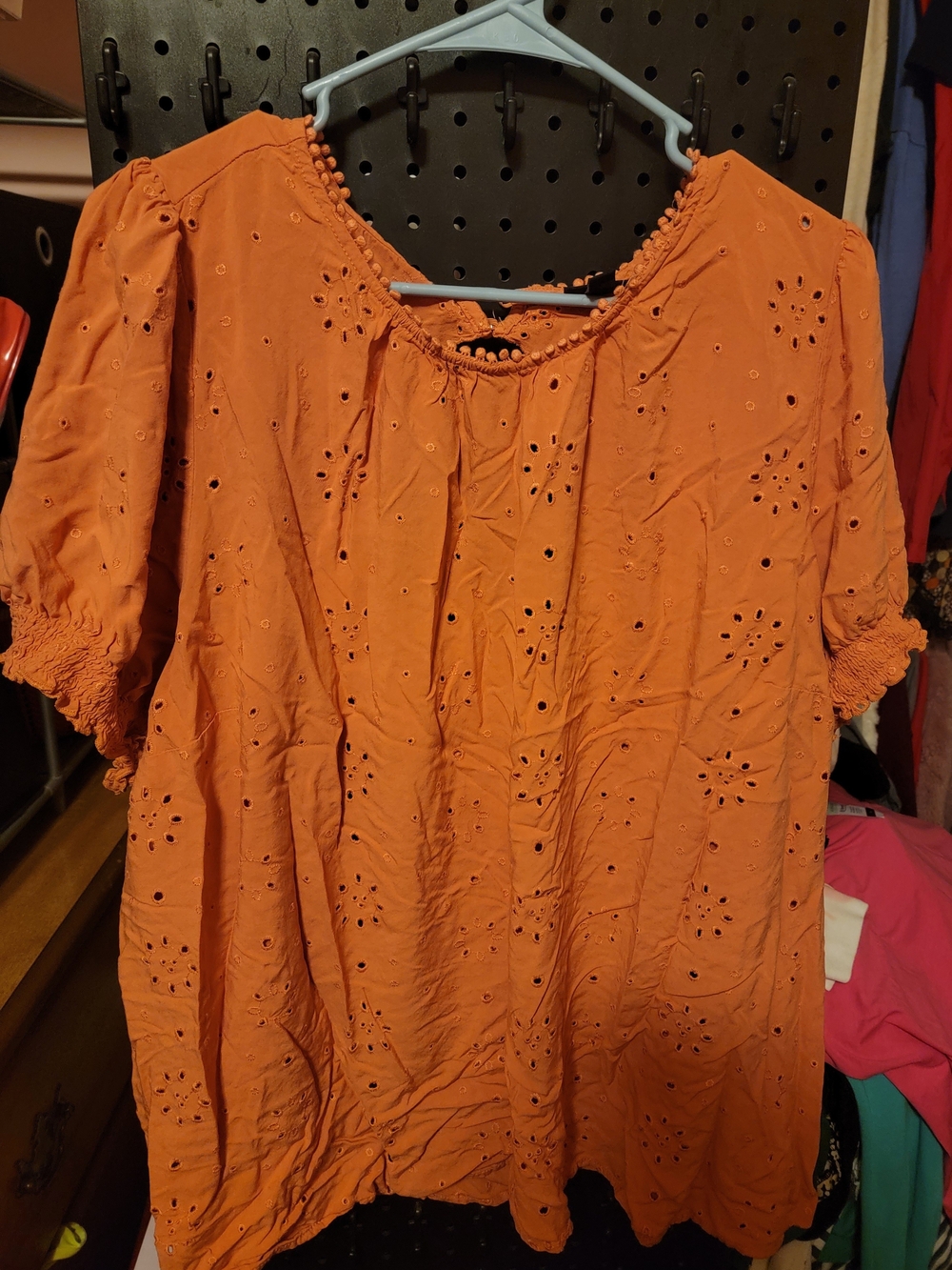 torrid Salmon Colored Eyelet Peasant Tunic